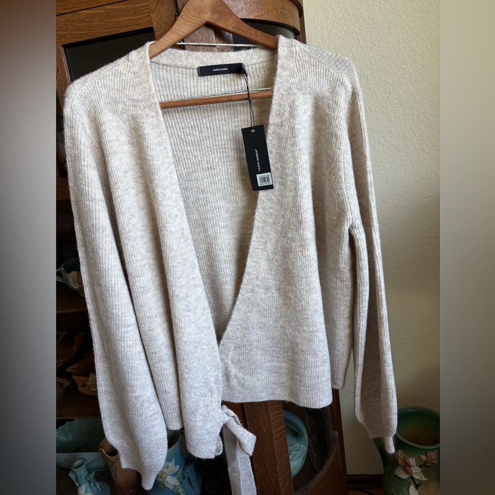 NWT Vero Moda Belle Wrap Cardigan Cashmere  Beige Marl XL